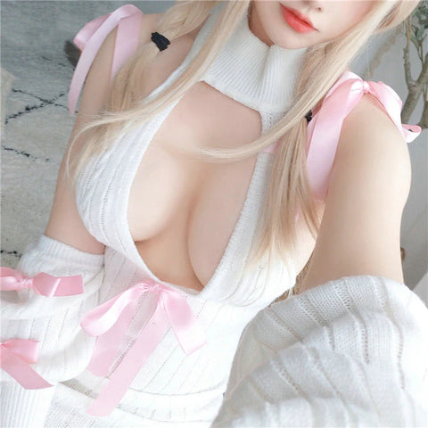 ✨ Sweet Soft Girl Sweater Dress – One Size Cozy Kawaii Fit AA181002