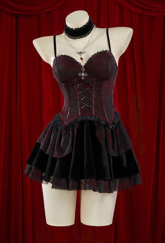 🩸 BLOOD MOON VAMPIRE CORSET SET – AA1306