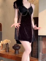 🌙 Velvet Starlight Backless Nightgown CC1606