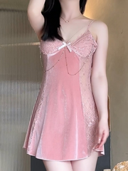 🌙 Velvet Starlight Backless Nightgown CC1606