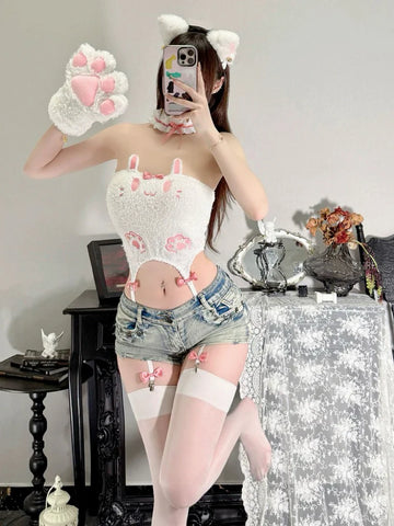 🐾 Cute Plush Cat Paw Camisole Top – DD0406