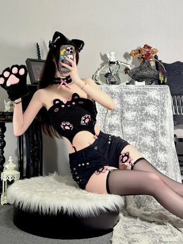 🐾 Cute Plush Cat Paw Camisole Top – DD0406