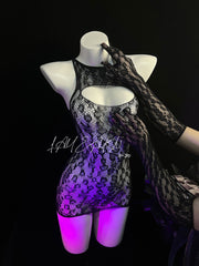 Temptress Black Mesh Lingerie Set - AA1706