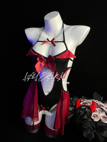🖤 “Little Devil” Red Bunny Lingerie Set – CC1906