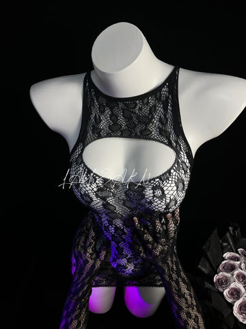 Temptress Black Mesh Lingerie Set - AA1706