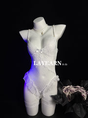 💘 Soft Desire Lace-Trimmed Bodycon Nightdress – DD1906