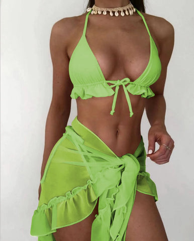 💖 Mesh Skirt Cover-Up Luxury 3-Piece Swimwear Set – BB1606